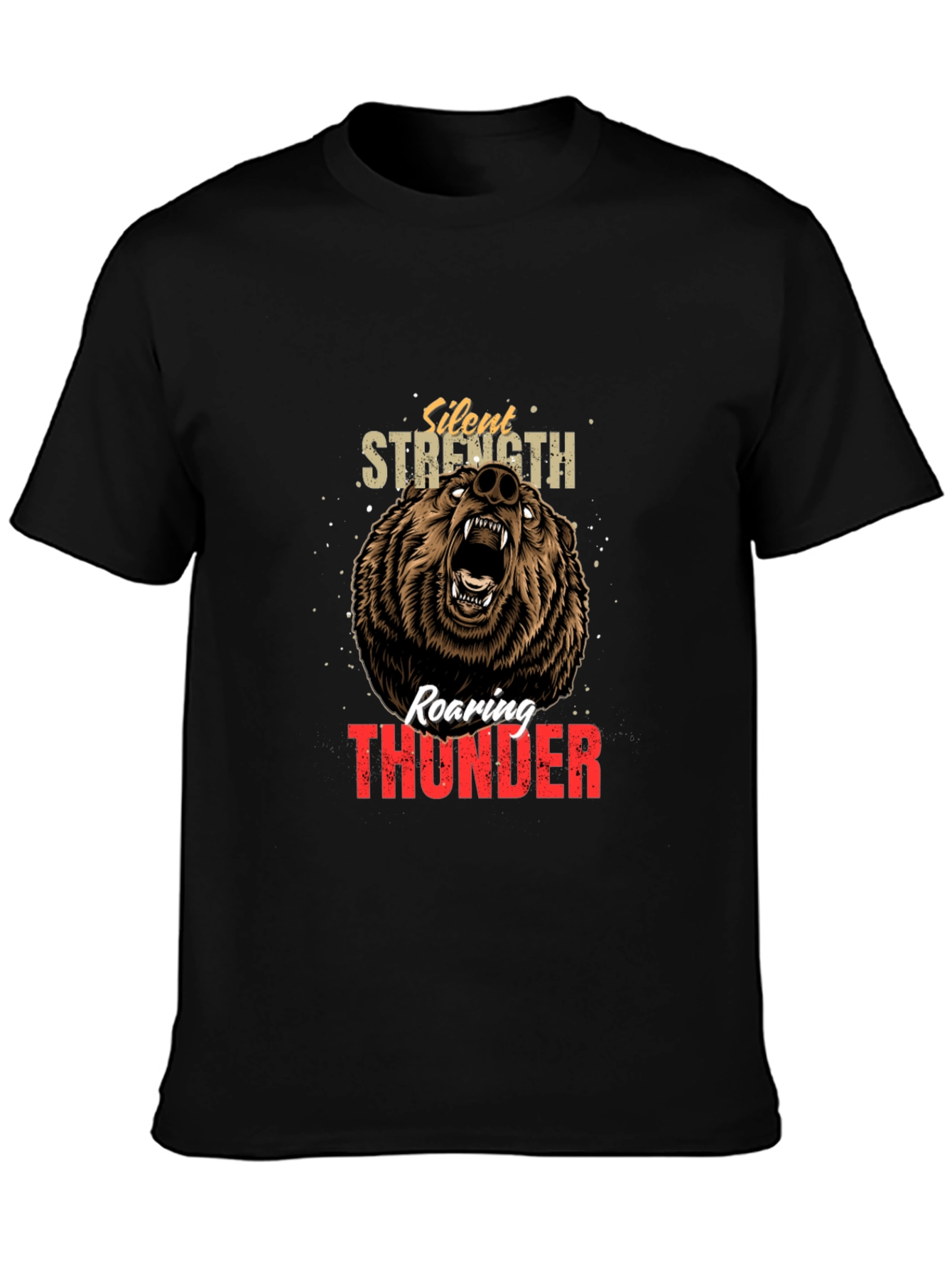 Silent Strength Roaring Thunder Bear Graphic Tee