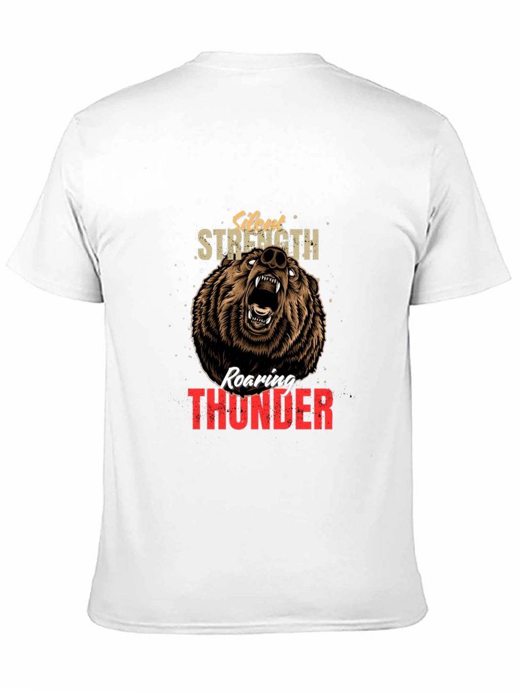 Silent Strength Roaring Thunder Bear Graphic Tee
