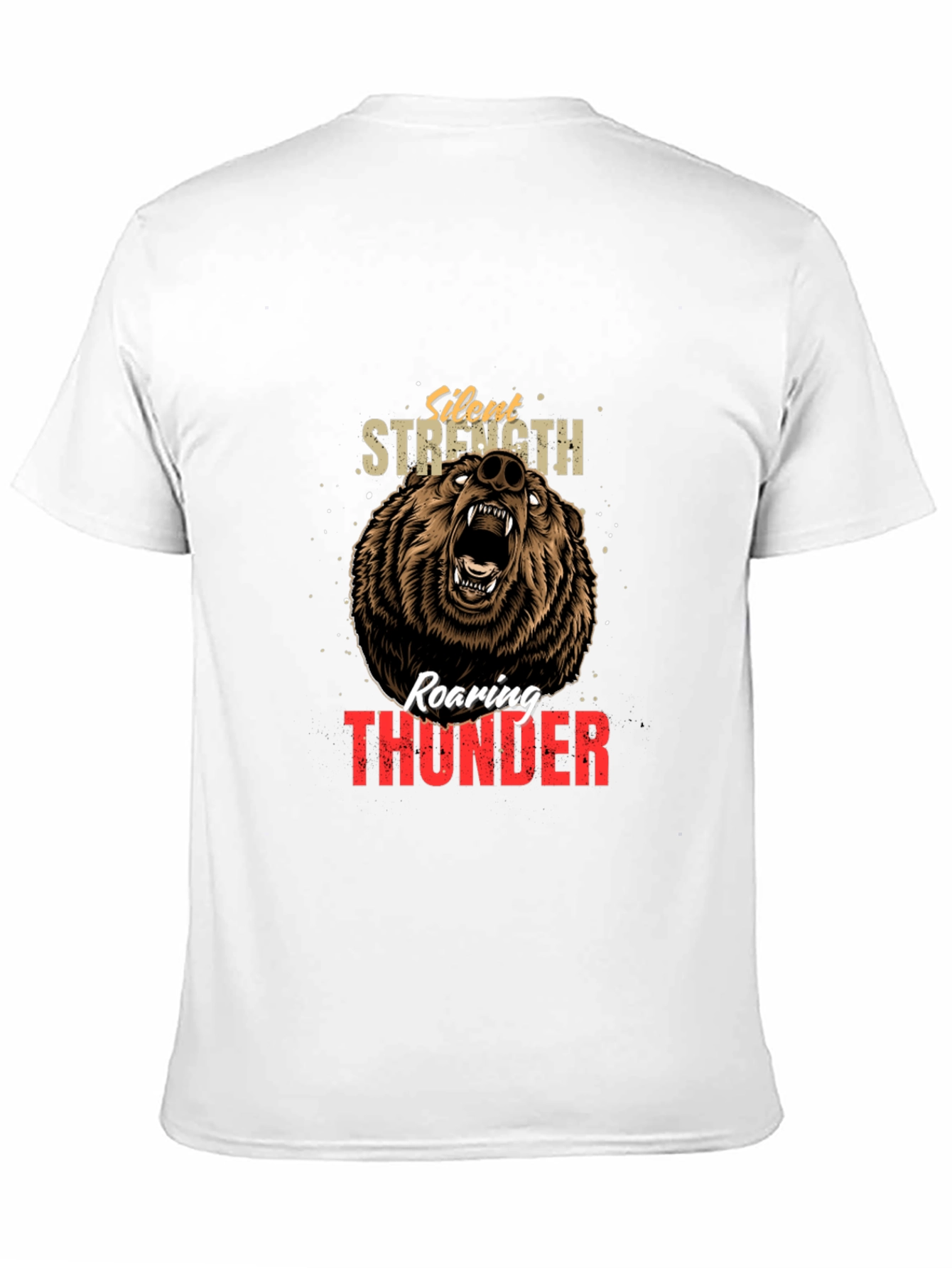 Silent Strength Roaring Thunder Bear Graphic Tee