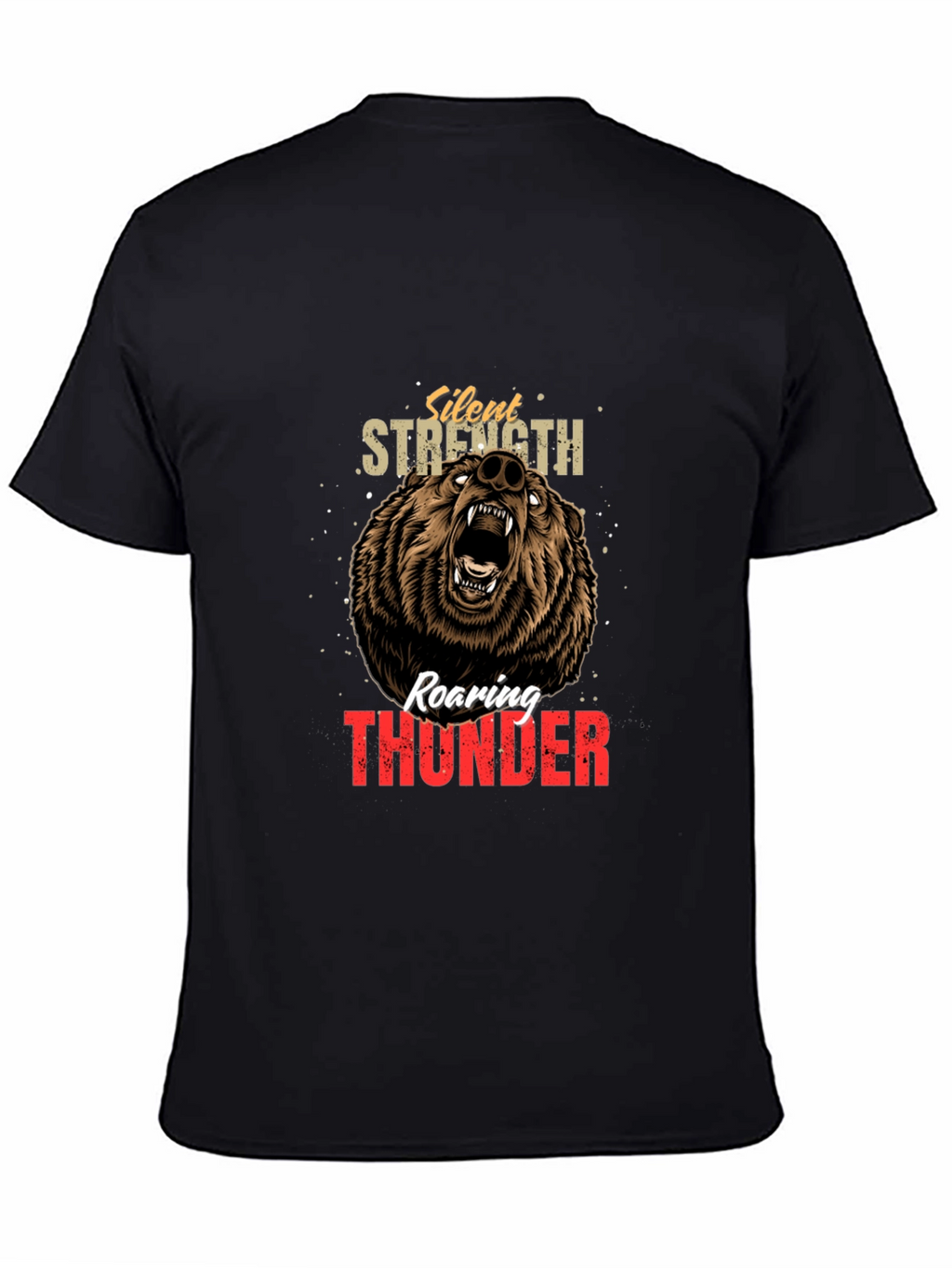 Silent Strength Roaring Thunder Bear Graphic Tee
