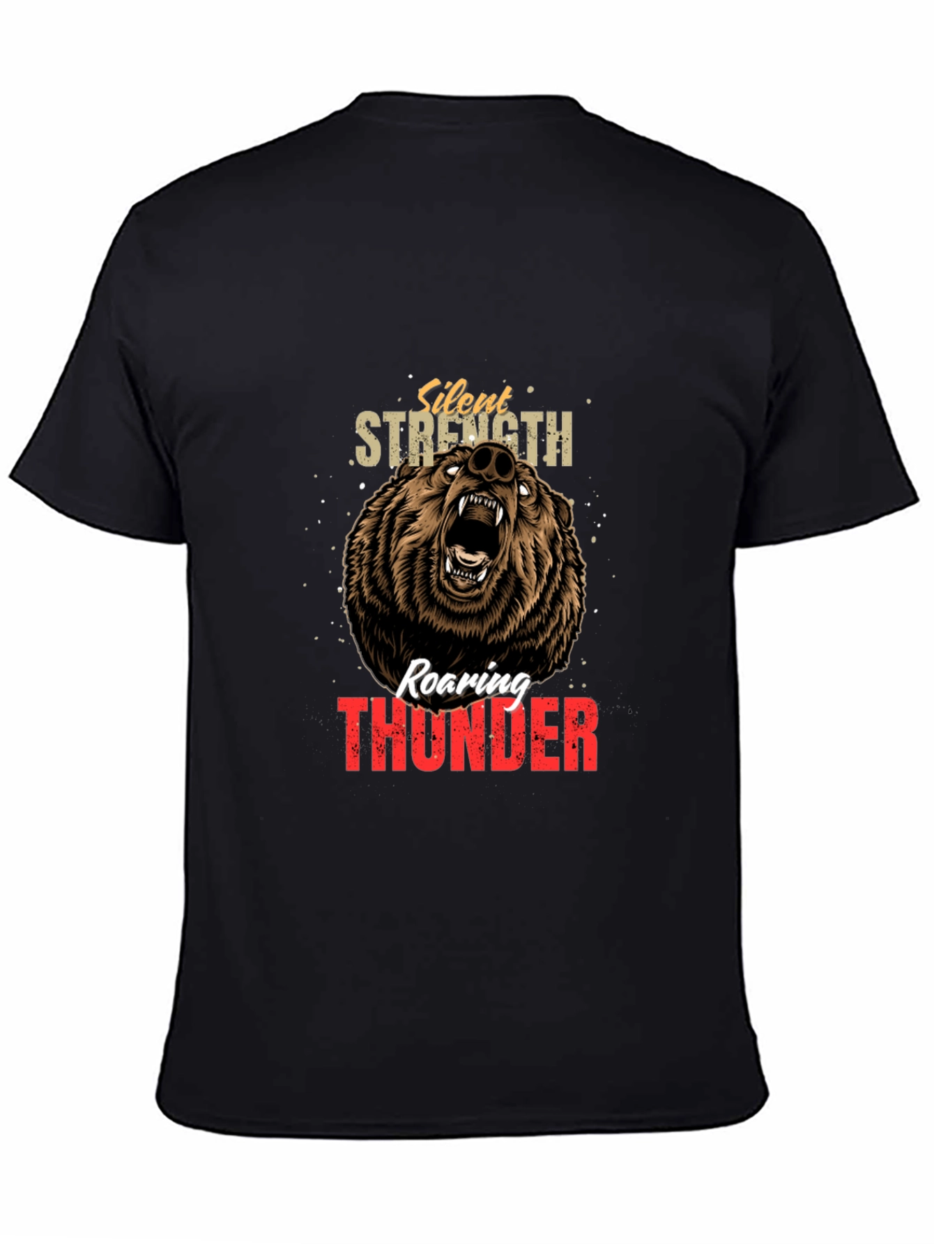 Silent Strength Roaring Thunder Bear Graphic Tee
