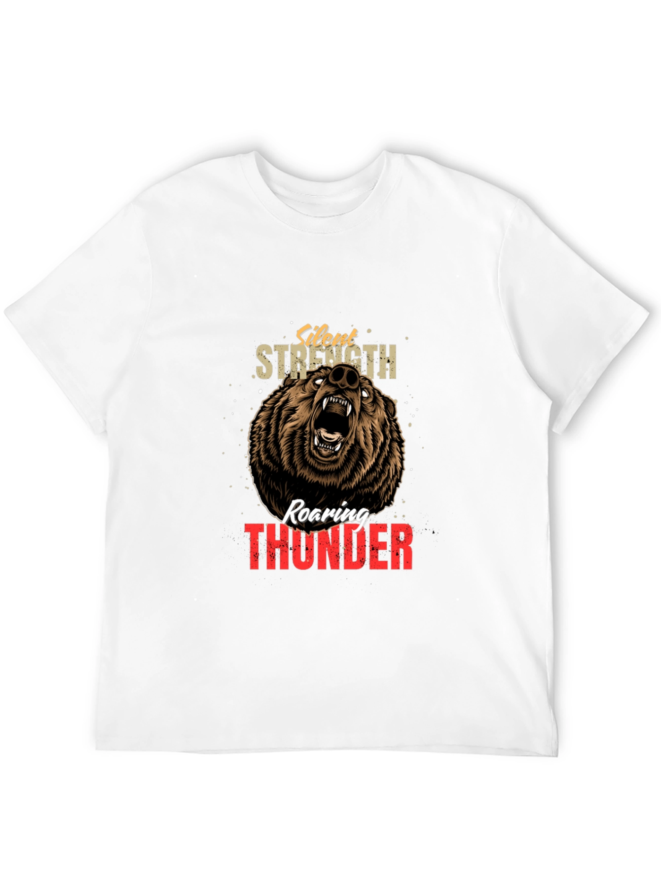 Silent Strength Roaring Thunder Bear Graphic Tee