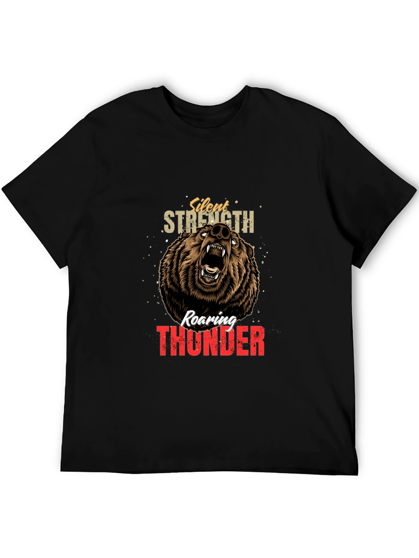 Silent Strength Roaring Thunder Bear Graphic Tee