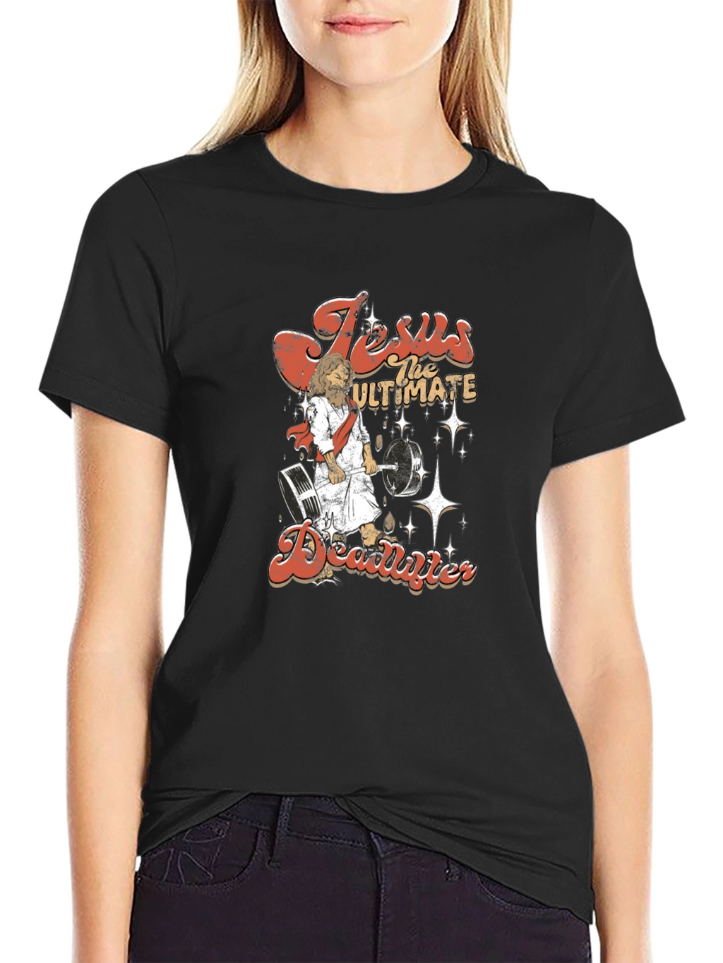 Jesus the Ultimate Deadlifter Graphic Tee - Black
