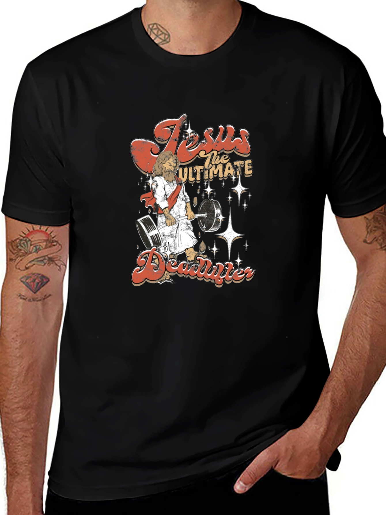 Jesus the Ultimate Deadlifter Graphic Tee - Black