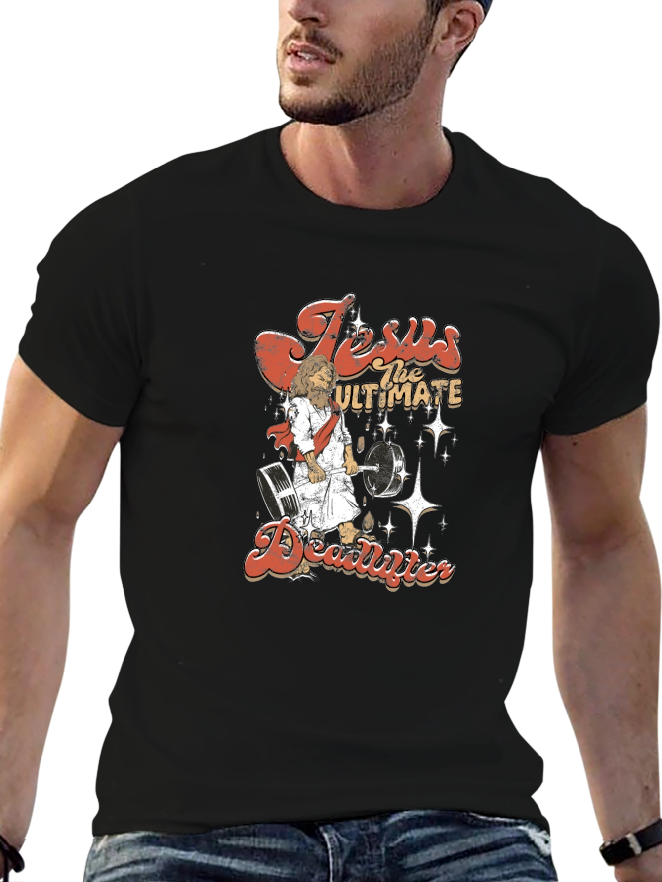 Jesus the Ultimate Deadlifter Graphic Tee - Black