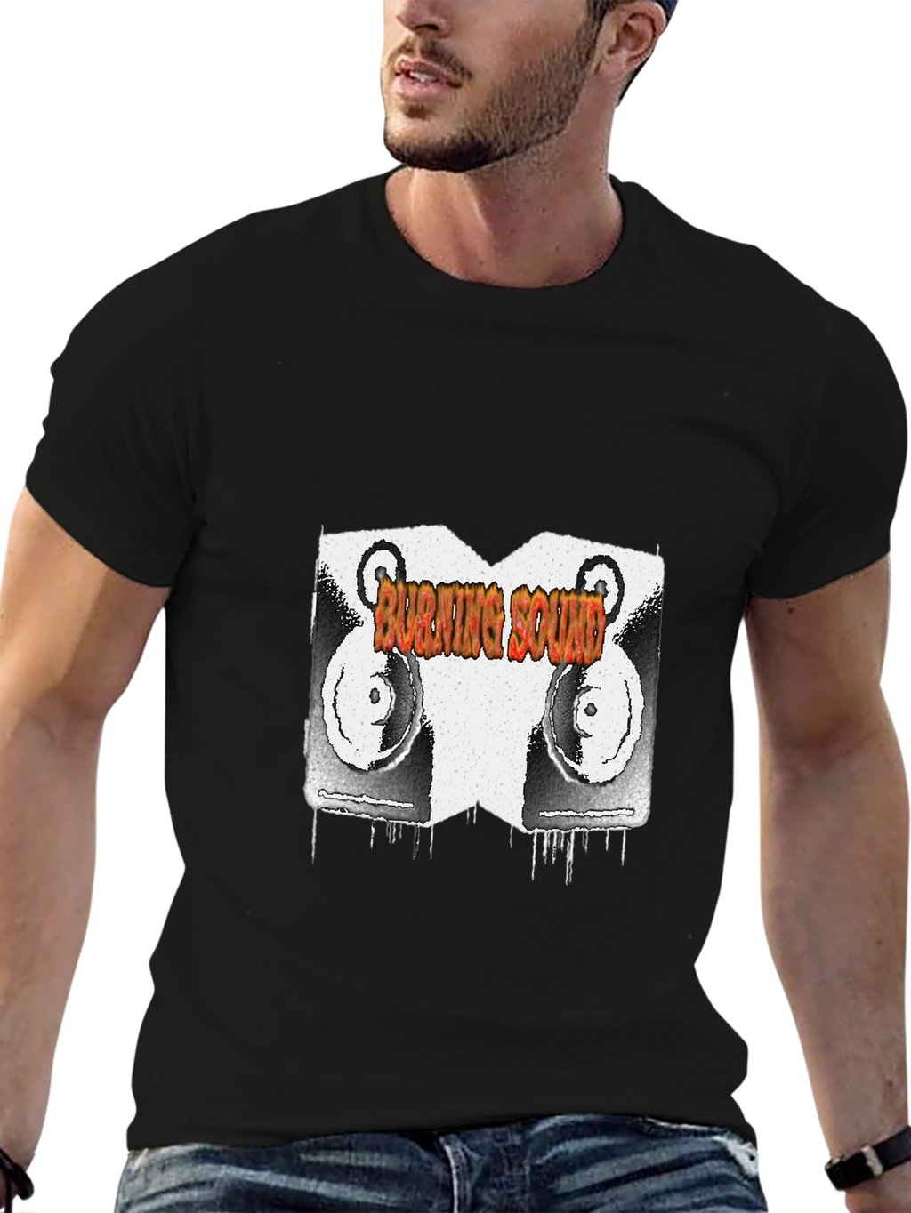 Burning Sound Graphic Black T-Shirt