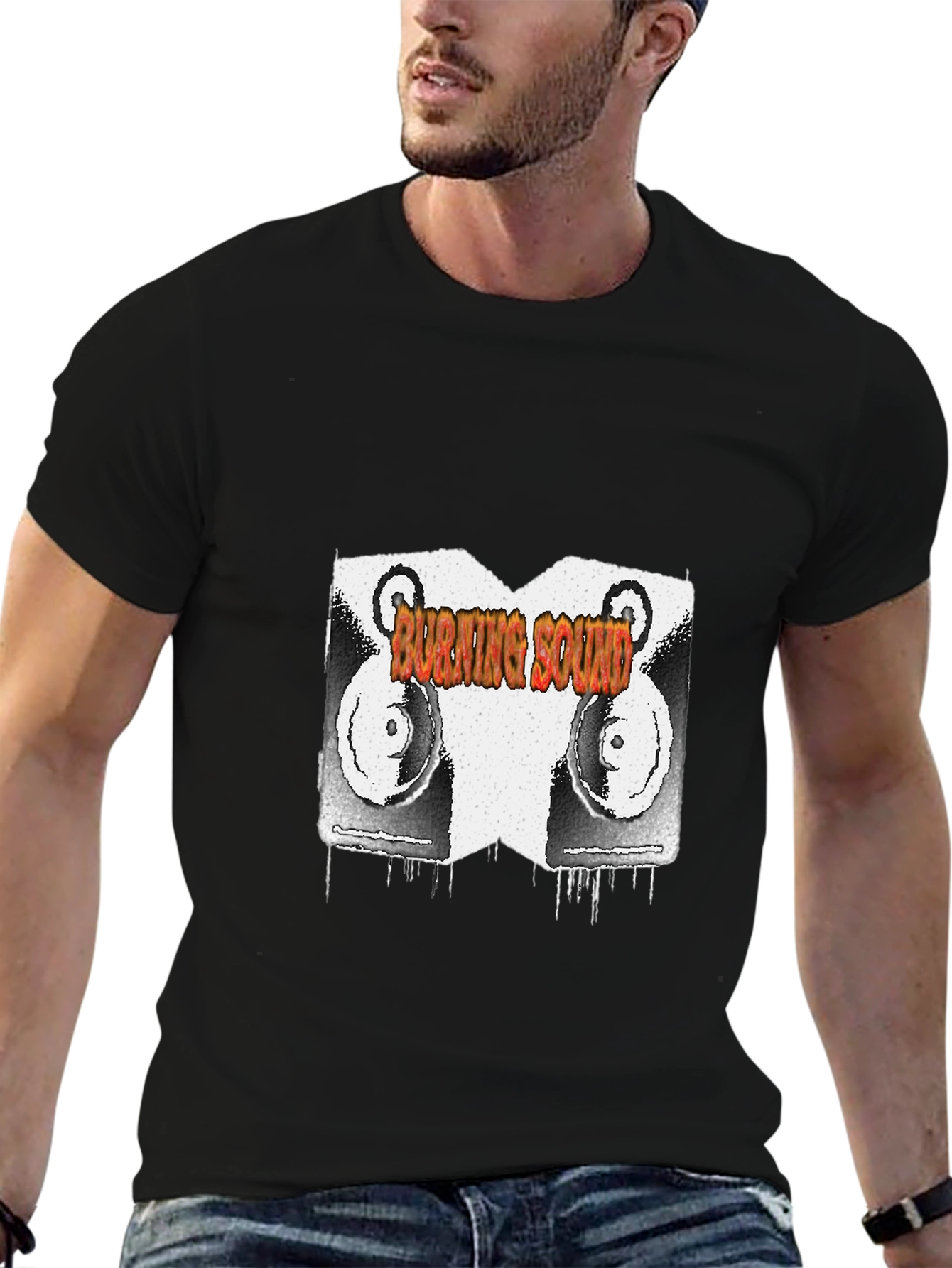Burning Sound Graphic Black T-Shirt