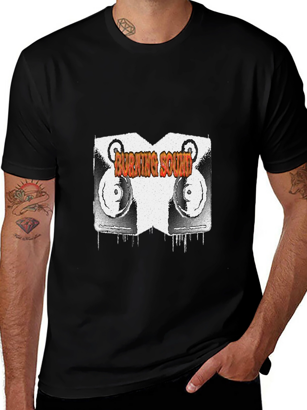 Burning Sound Graphic Black T-Shirt