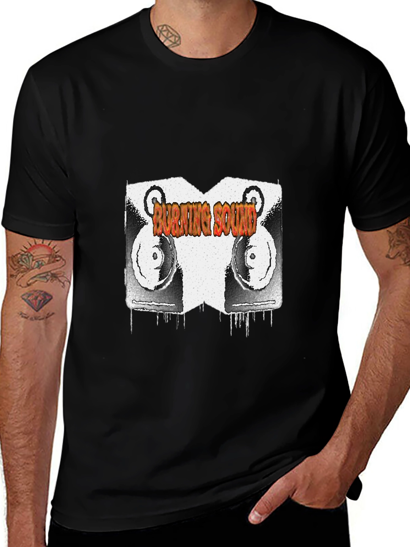 Burning Sound Graphic Black T-Shirt