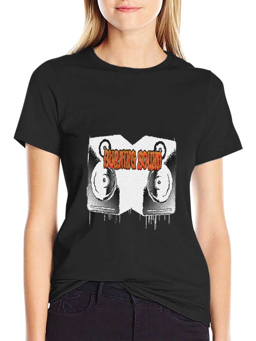 Burning Sound Graphic Black T-Shirt
