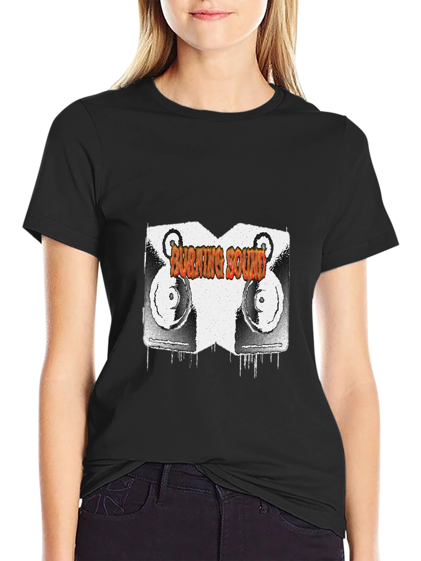 Burning Sound Graphic Black T-Shirt
