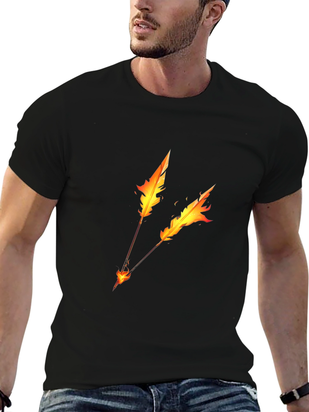 Fiery Arrow Graphic T-Shirt - Black Cotton Tee