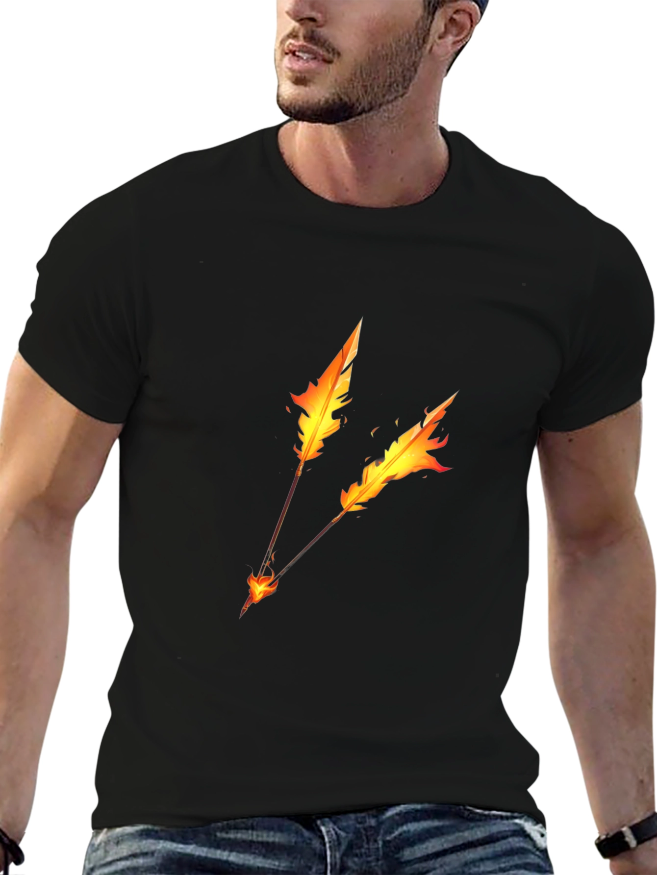 Fiery Arrow Graphic T-Shirt - Black Cotton Tee