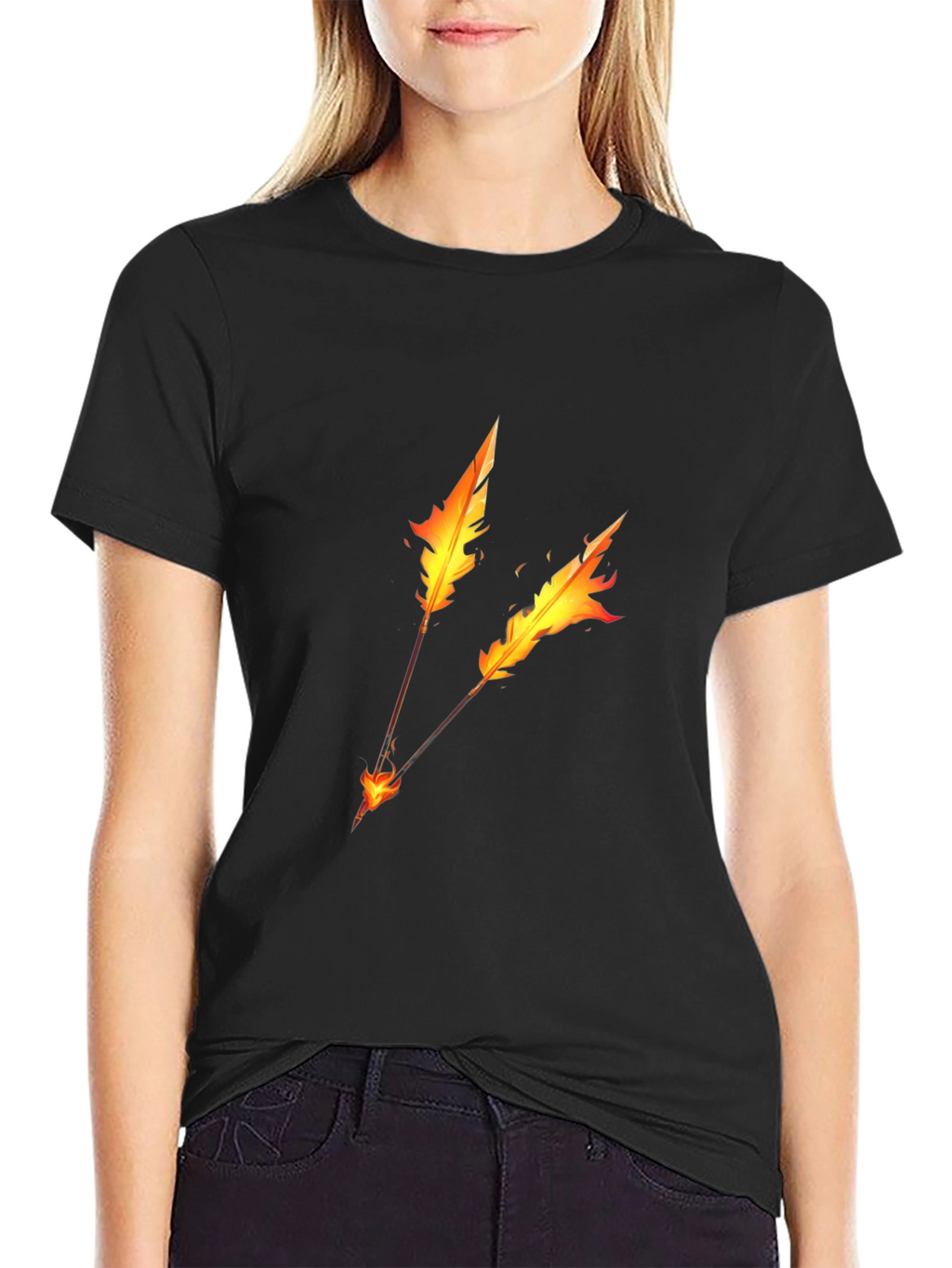 Fiery Arrow Graphic T-Shirt - Black Cotton Tee