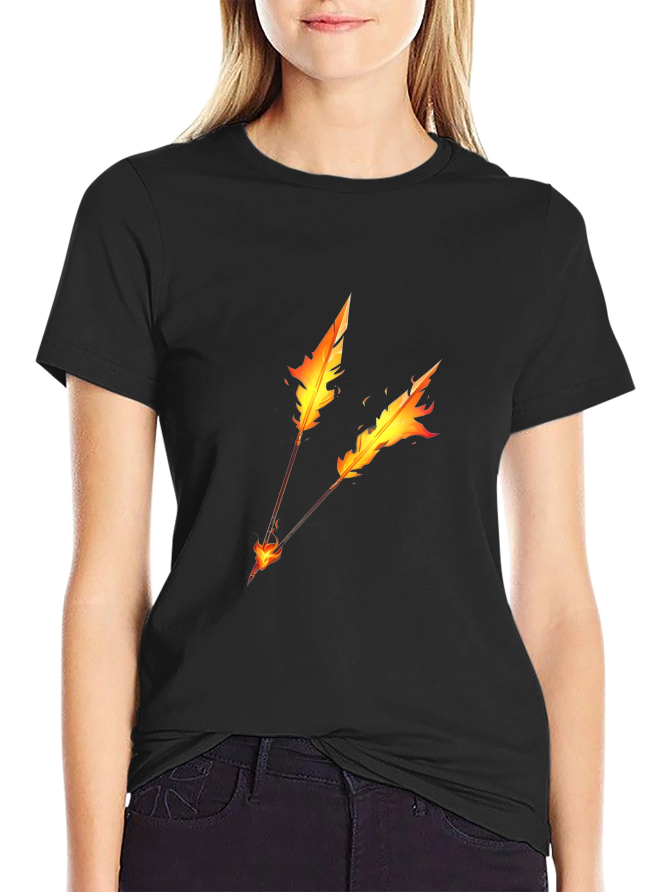 Fiery Arrow Graphic T-Shirt - Black Cotton Tee