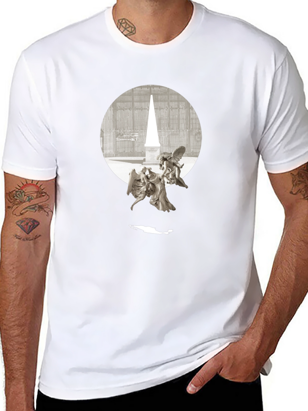 Angels & Obelisk Graphic Tee - Black