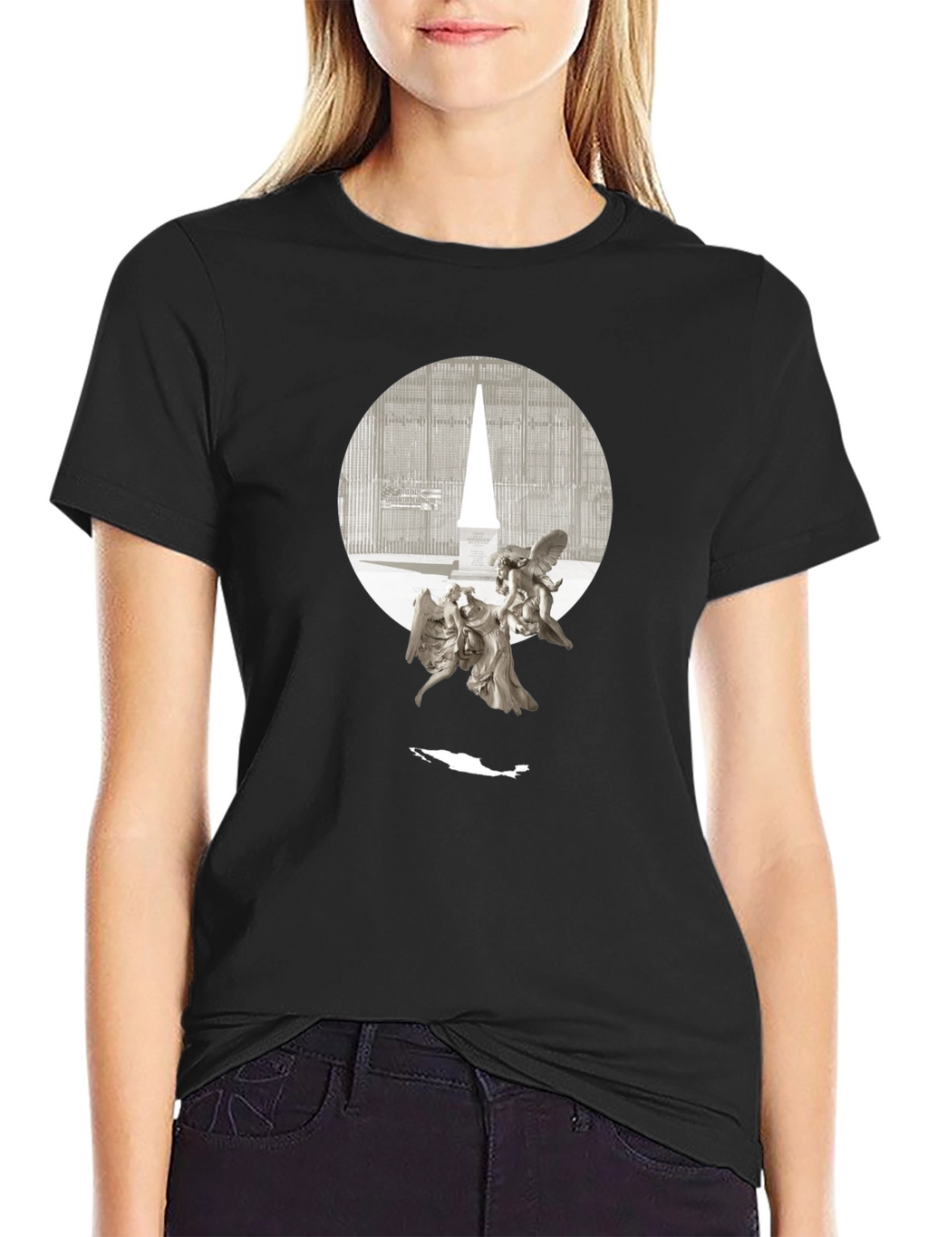 Angels & Obelisk Graphic Tee - Black