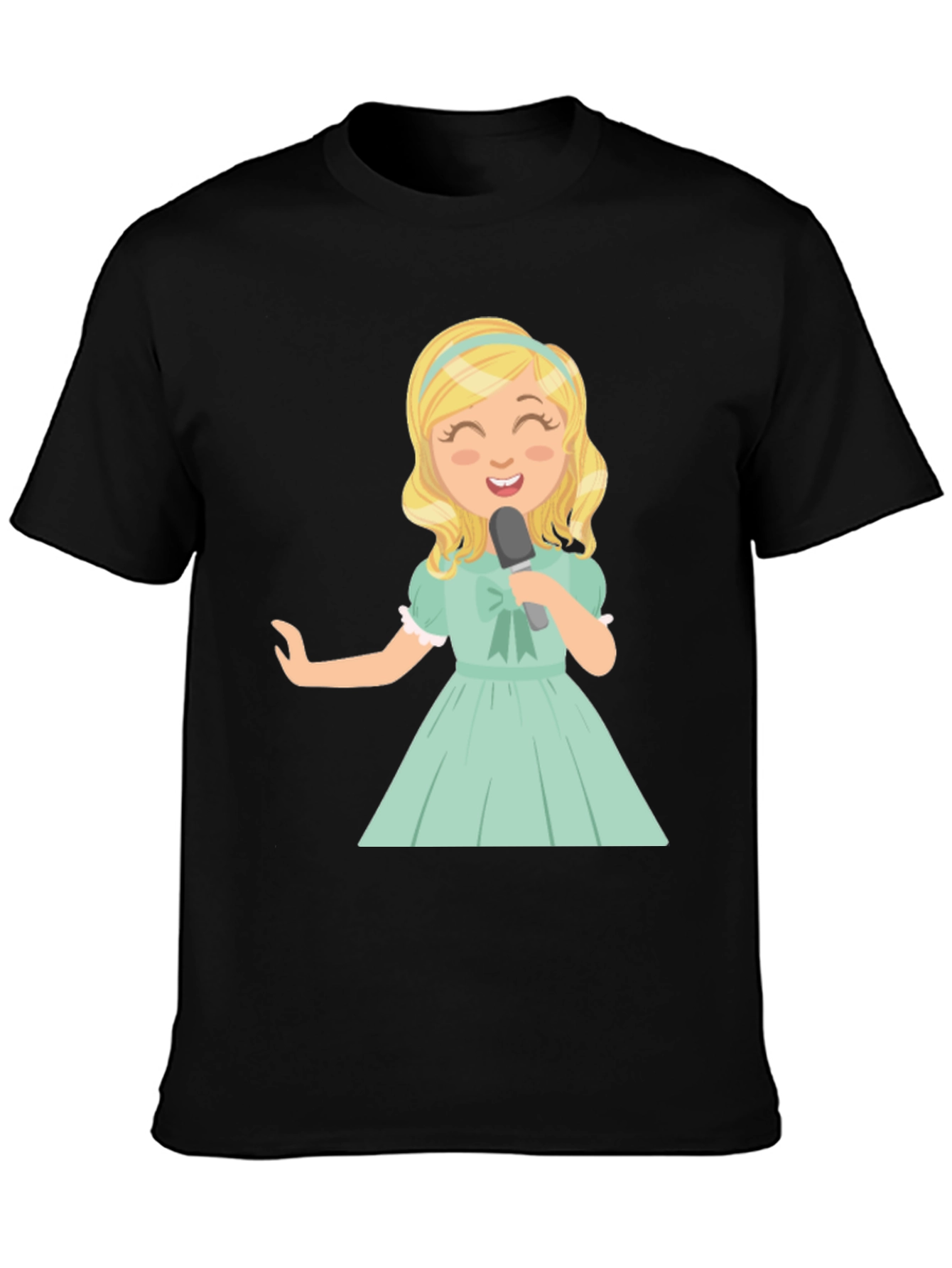 Singer Girl Graphic T-Shirt Black Cotton Tee
