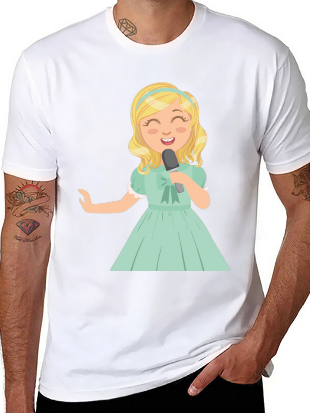 Singer Girl Graphic T-Shirt Black Cotton Tee