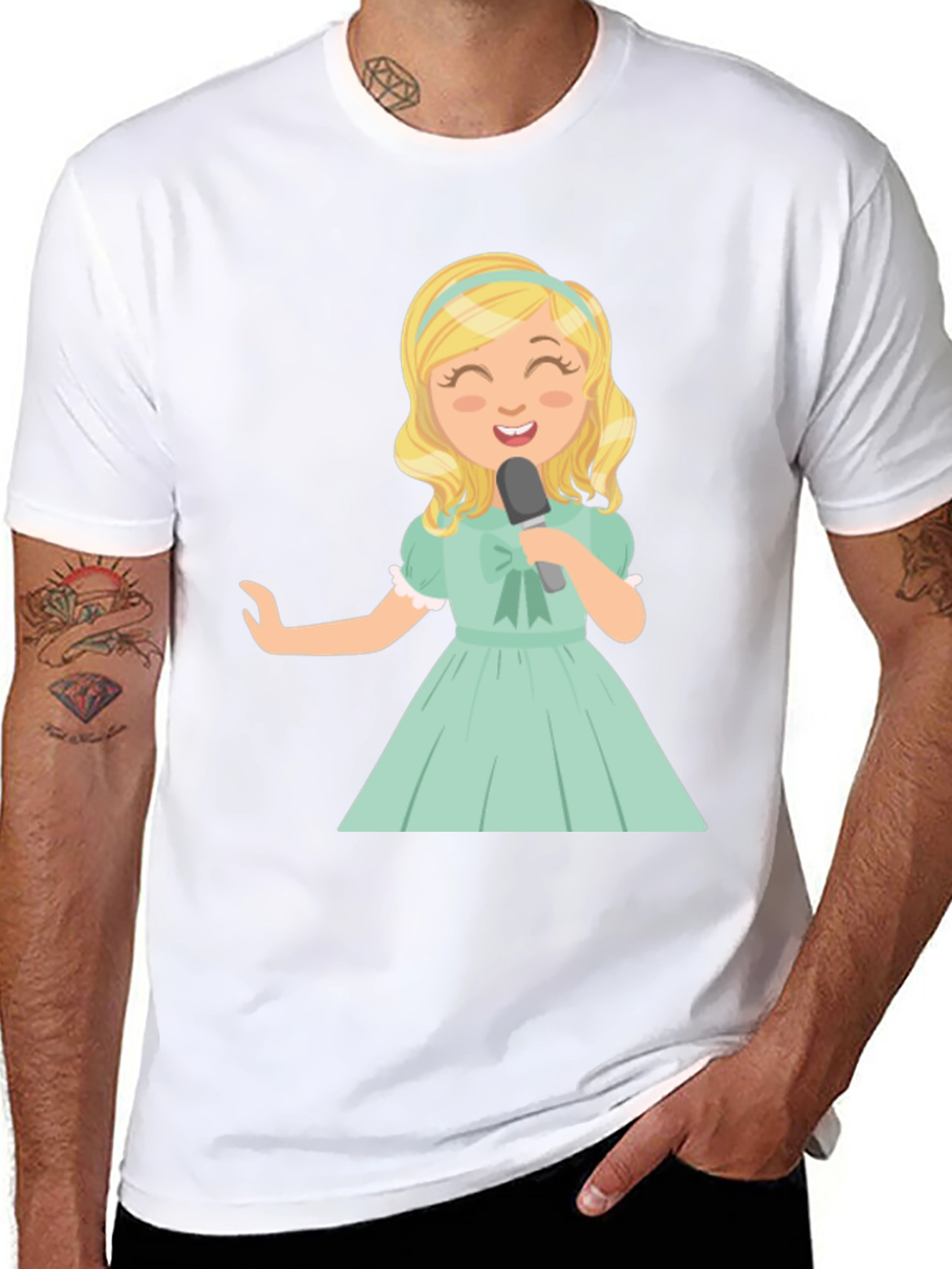 Singer Girl Graphic T-Shirt Black Cotton Tee