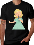 Singer Girl Graphic T-Shirt Black Cotton Tee