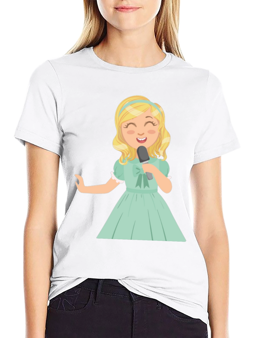 Singer Girl Graphic T-Shirt Black Cotton Tee