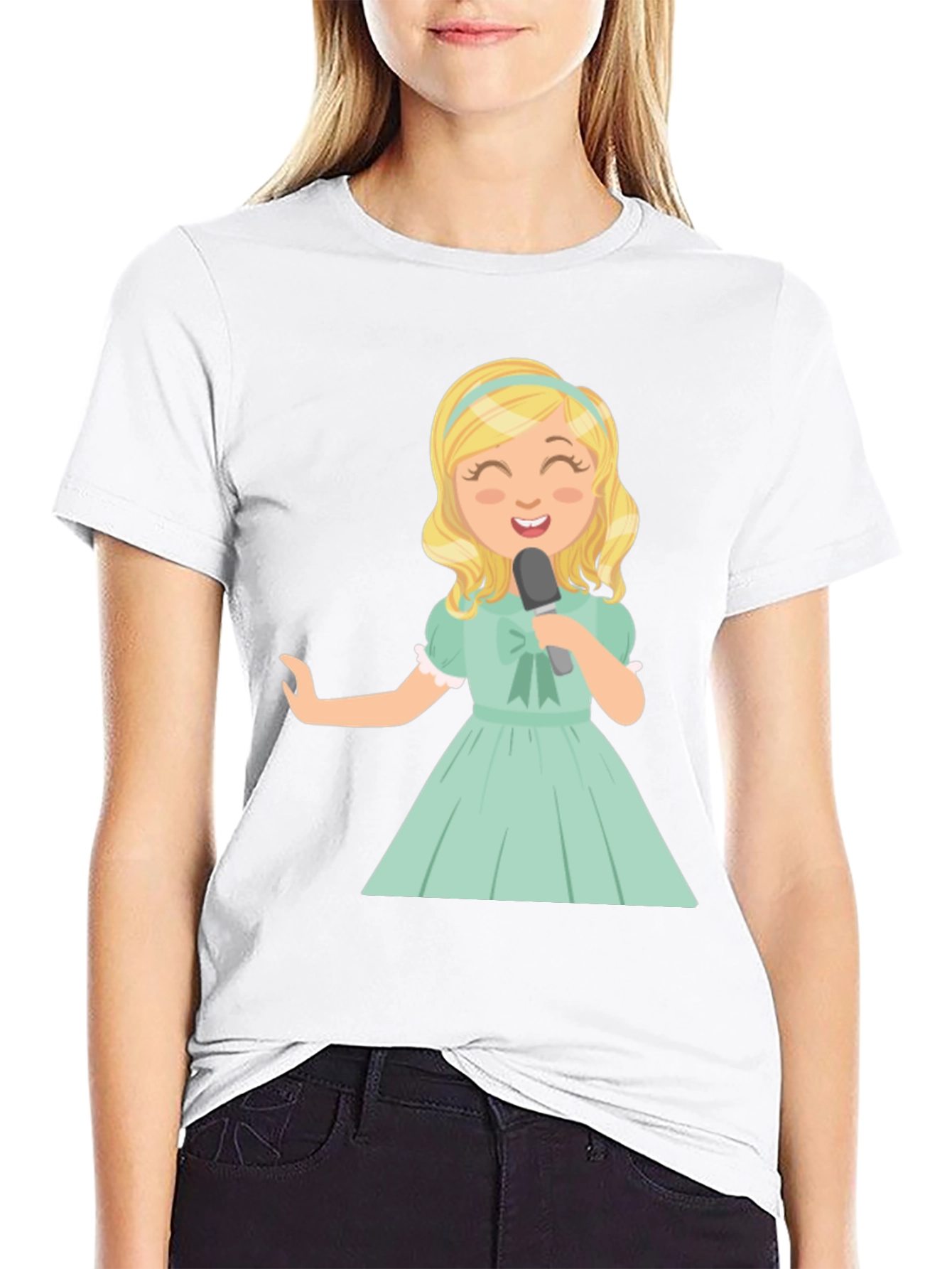 Singer Girl Graphic T-Shirt Black Cotton Tee