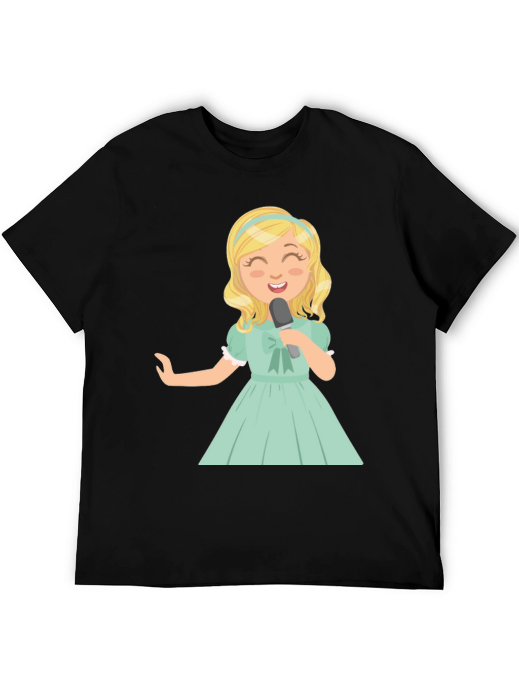 Singer Girl Graphic T-Shirt Black Cotton Tee