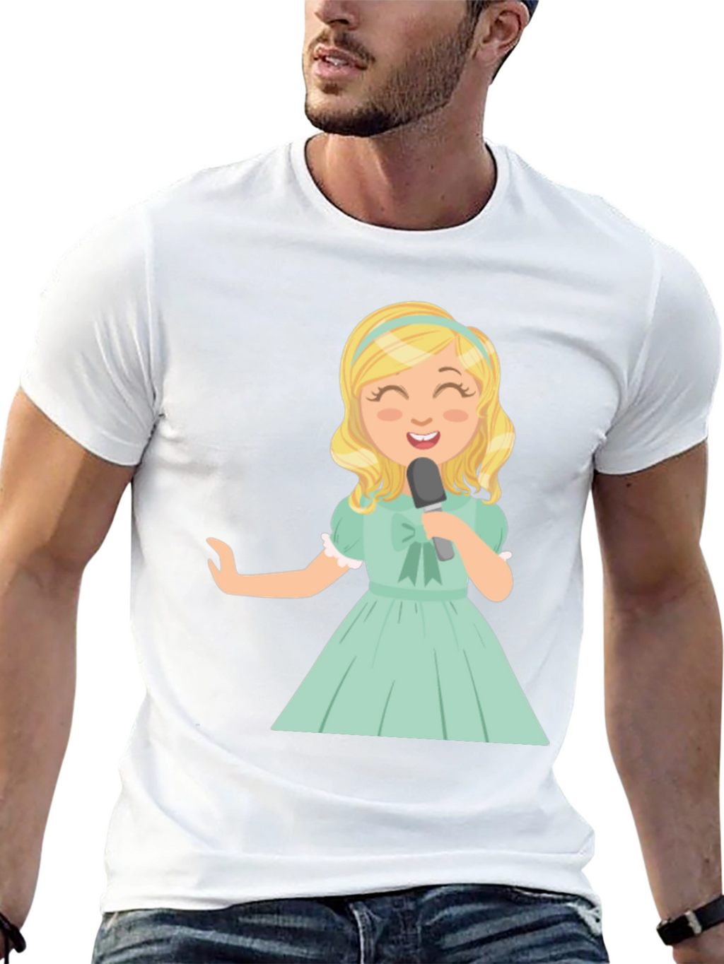 Singer Girl Graphic T-Shirt Black Cotton Tee