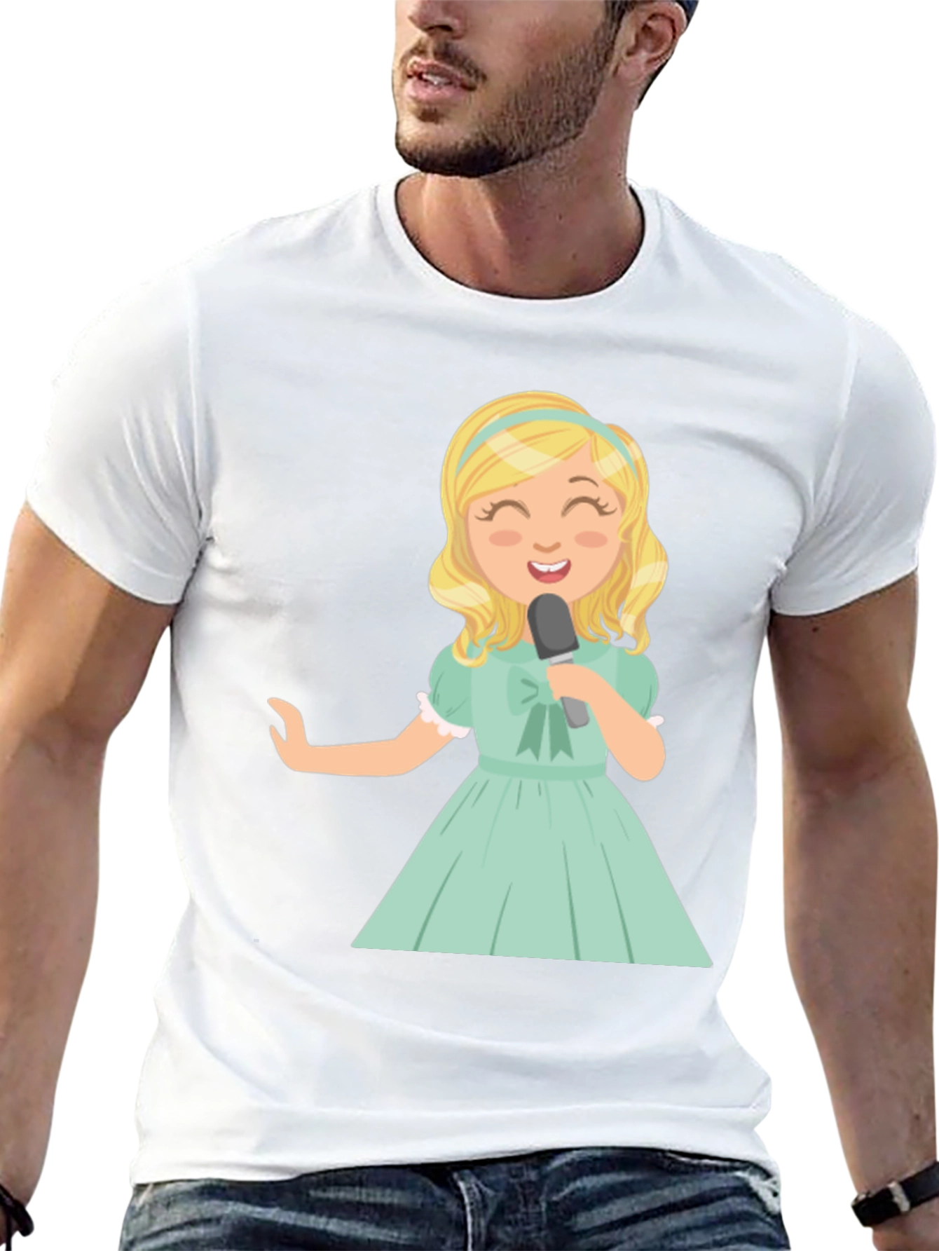 Singer Girl Graphic T-Shirt Black Cotton Tee
