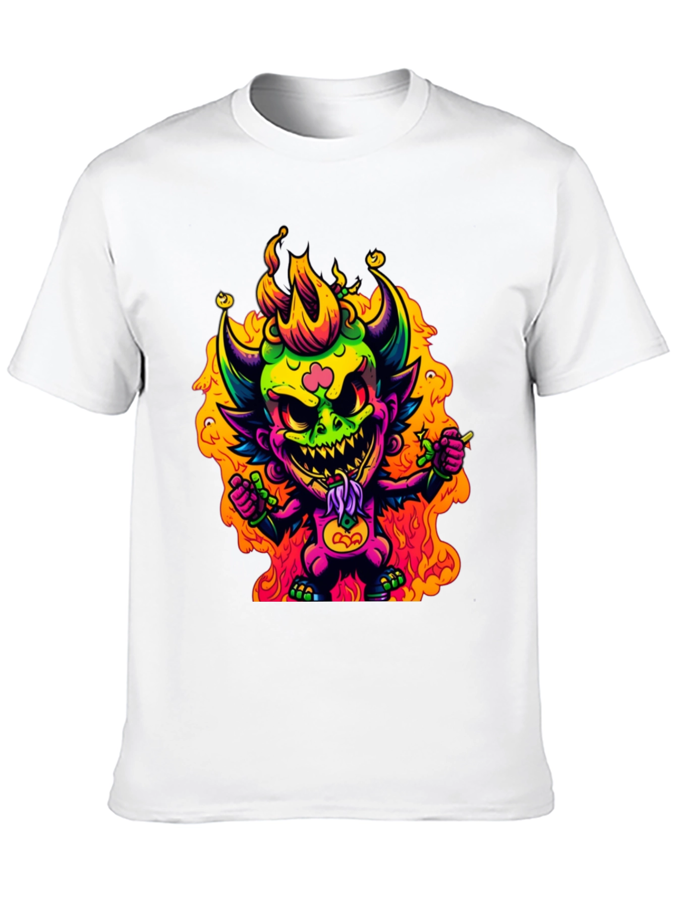 Neon Devil Graphic Tee - Stylish Black T-Shirt