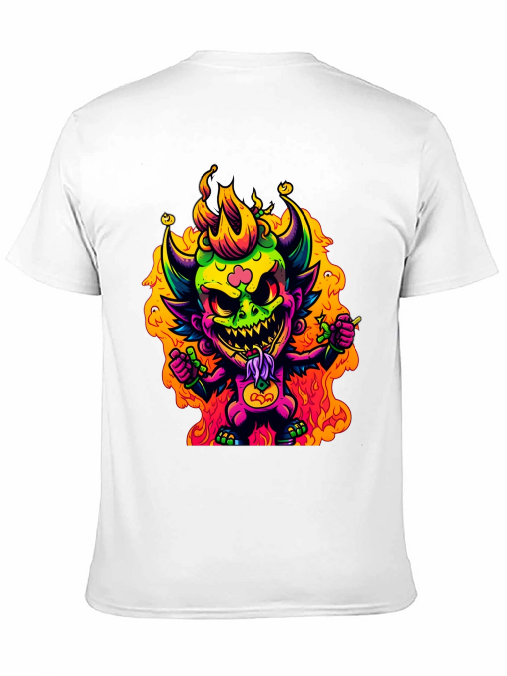 Neon Devil Graphic Tee - Stylish Black T-Shirt