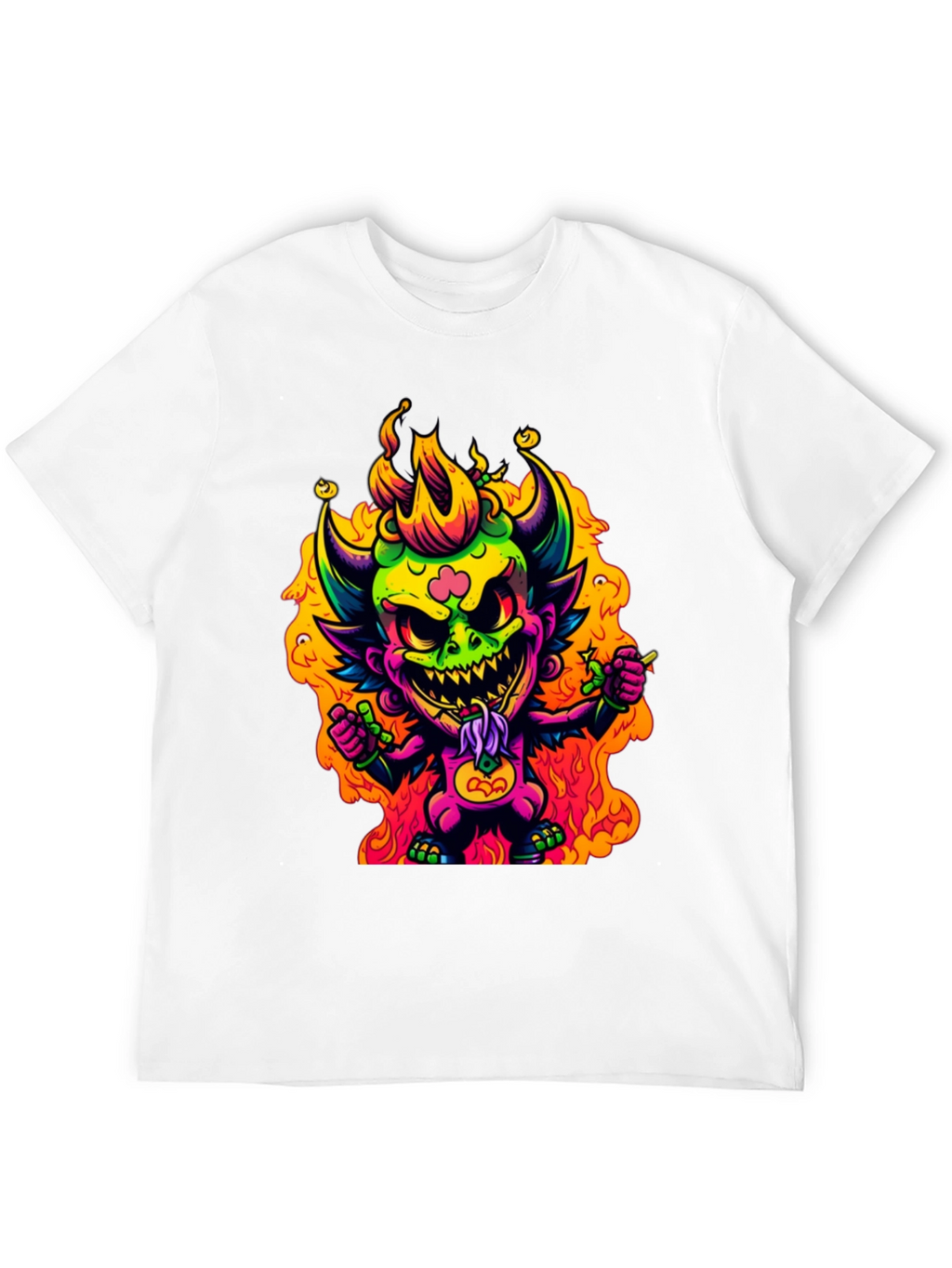 Neon Devil Graphic Tee - Stylish Black T-Shirt
