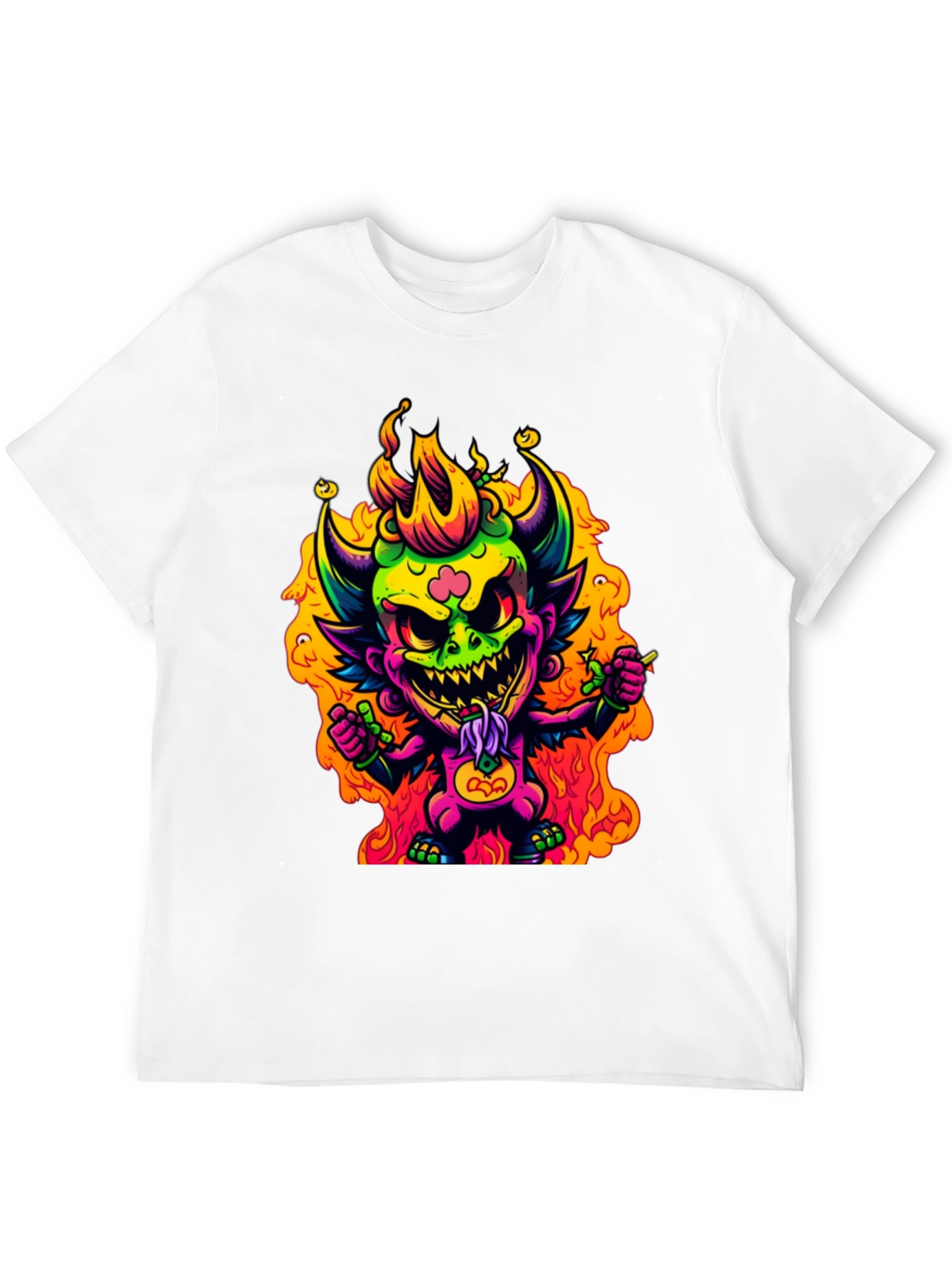 Neon Devil Graphic Tee - Stylish Black T-Shirt