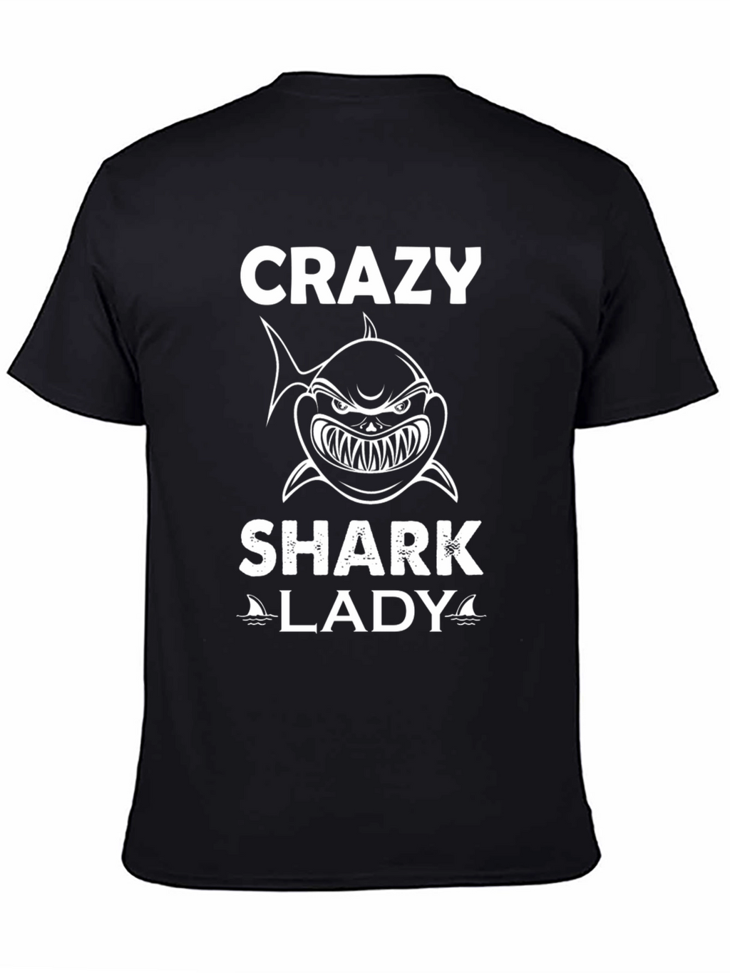 Crazy Shark Lady Black T-Shirt