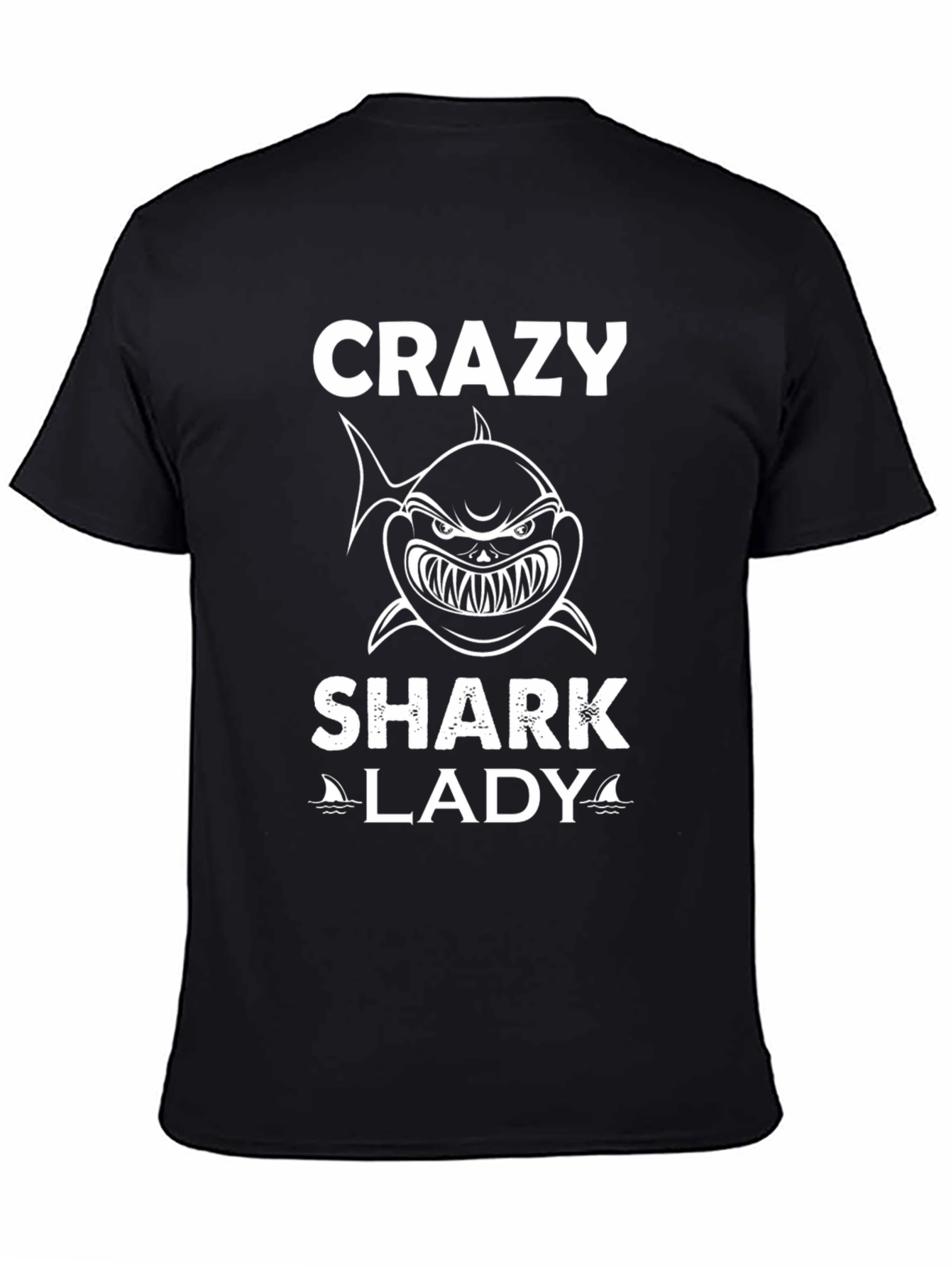 Crazy Shark Lady Black T-Shirt