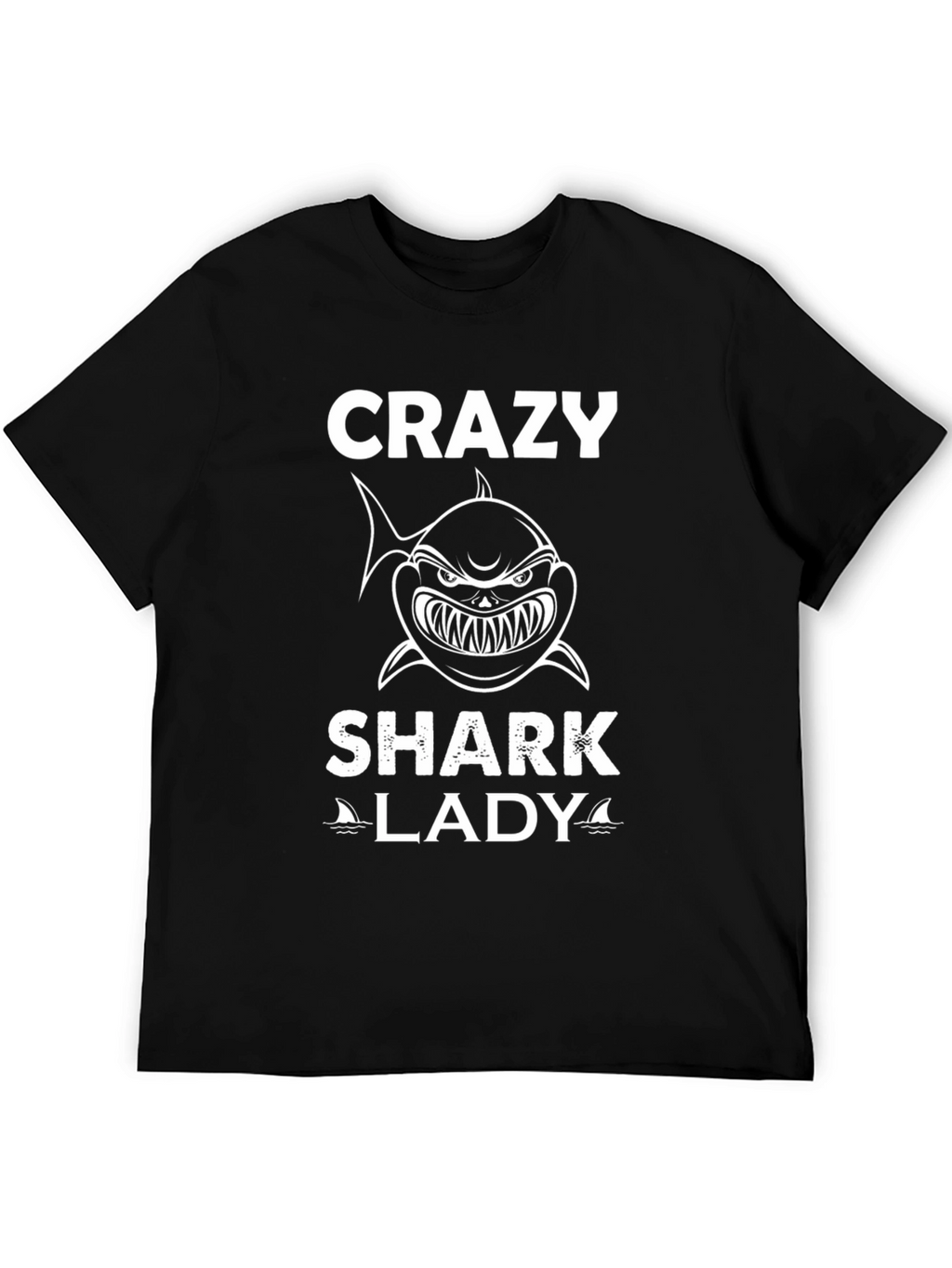 Crazy Shark Lady Black T-Shirt