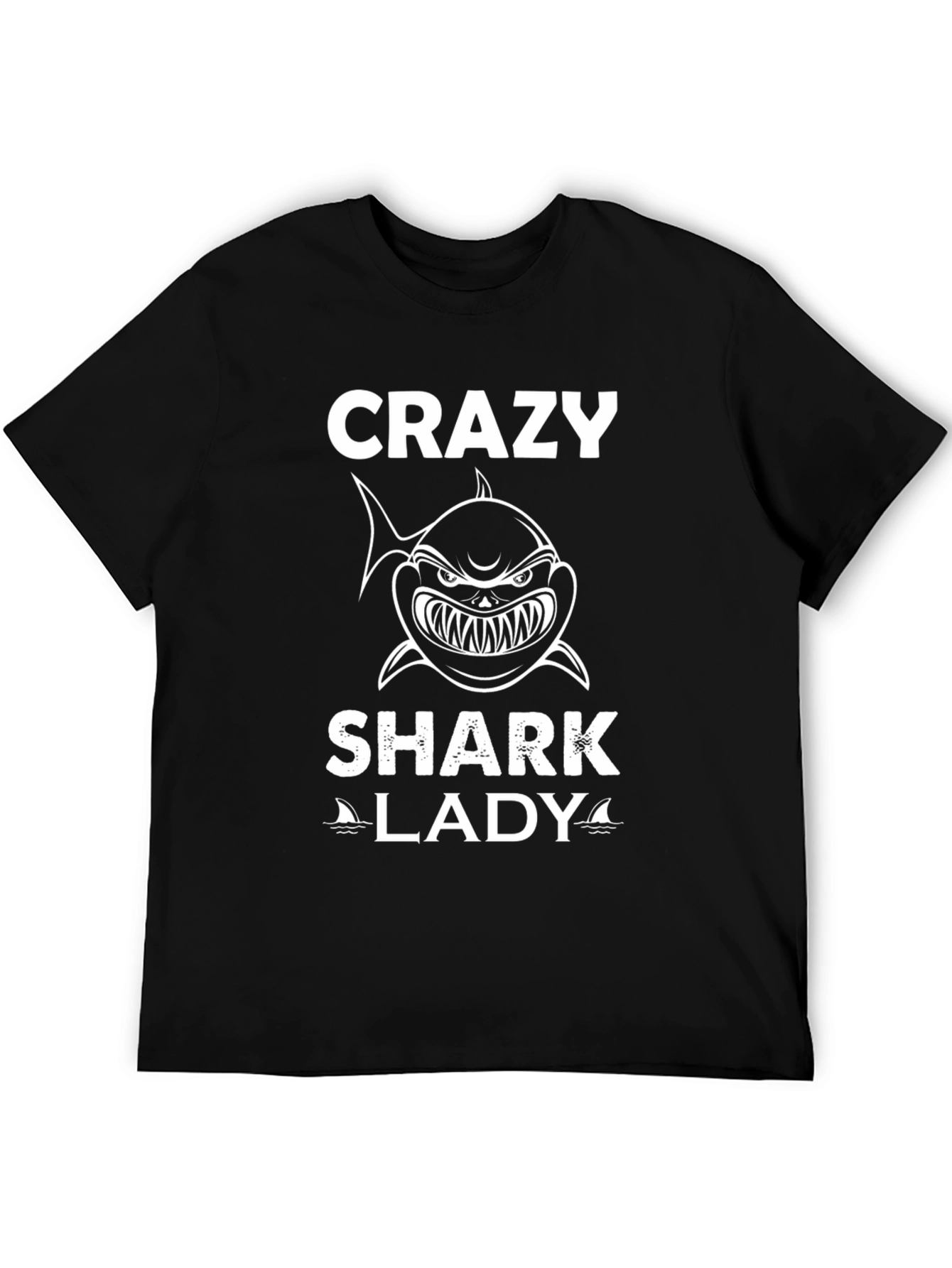 Crazy Shark Lady Black T-Shirt