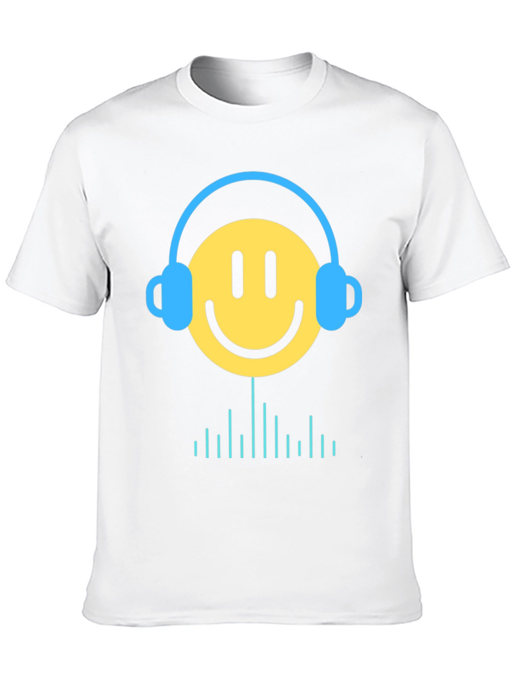 Smiley Face Headphones Graphic Tee - Music Lover T-Shirt