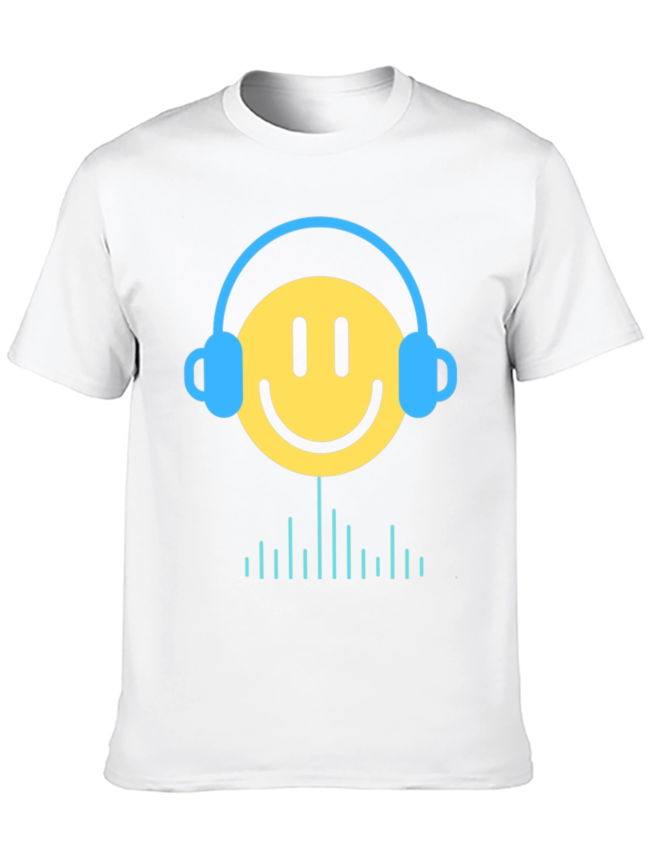 Smiley Face Headphones Graphic Tee - Music Lover T-Shirt