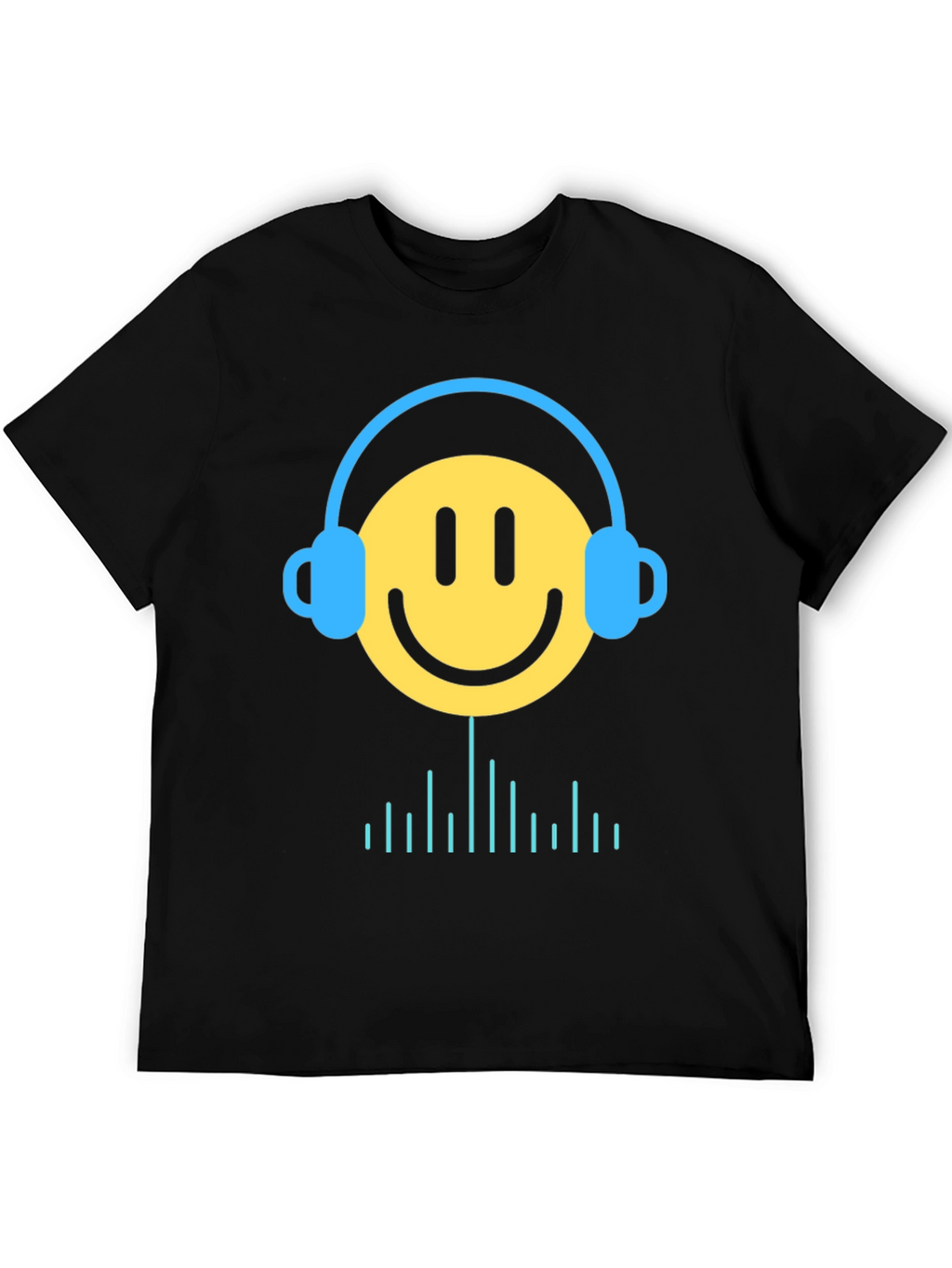 Smiley Face Headphones Graphic Tee - Music Lover T-Shirt