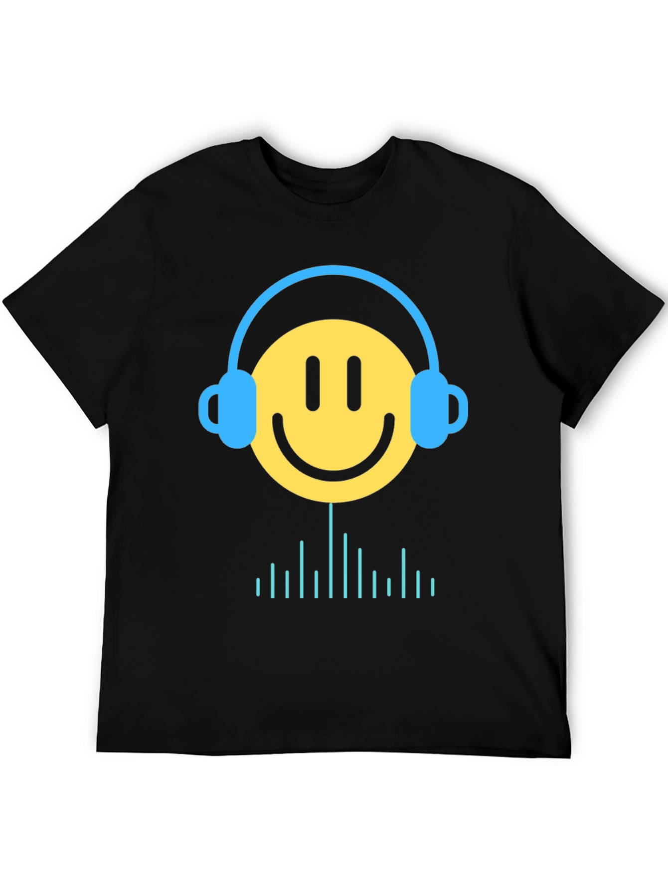 Smiley Face Headphones Graphic Tee - Music Lover T-Shirt