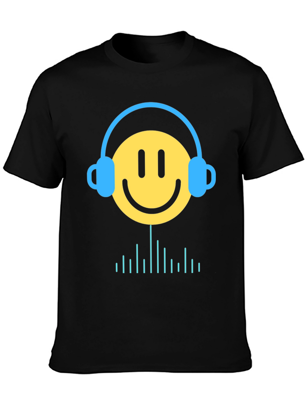Smiley Face Headphones Graphic Tee - Music Lover T-Shirt