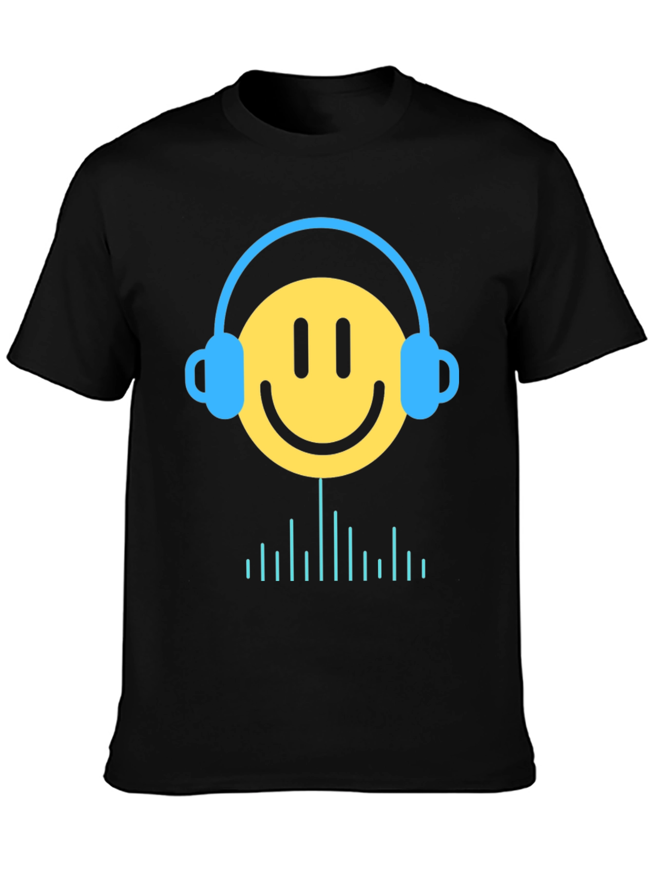 Smiley Face Headphones Graphic Tee - Music Lover T-Shirt