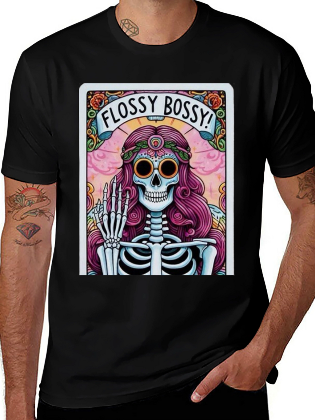 Flossy Bossy Skeleton Graphic T-Shirt