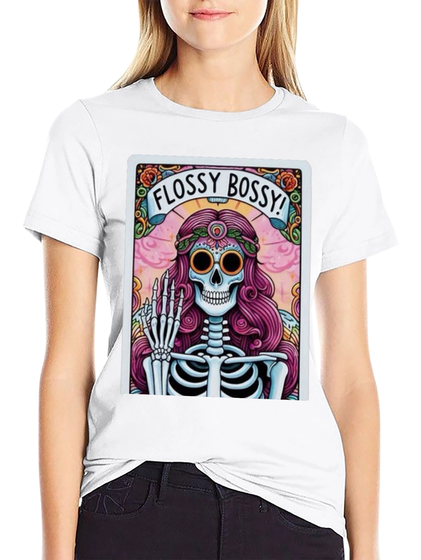 Flossy Bossy Skeleton Graphic T-Shirt