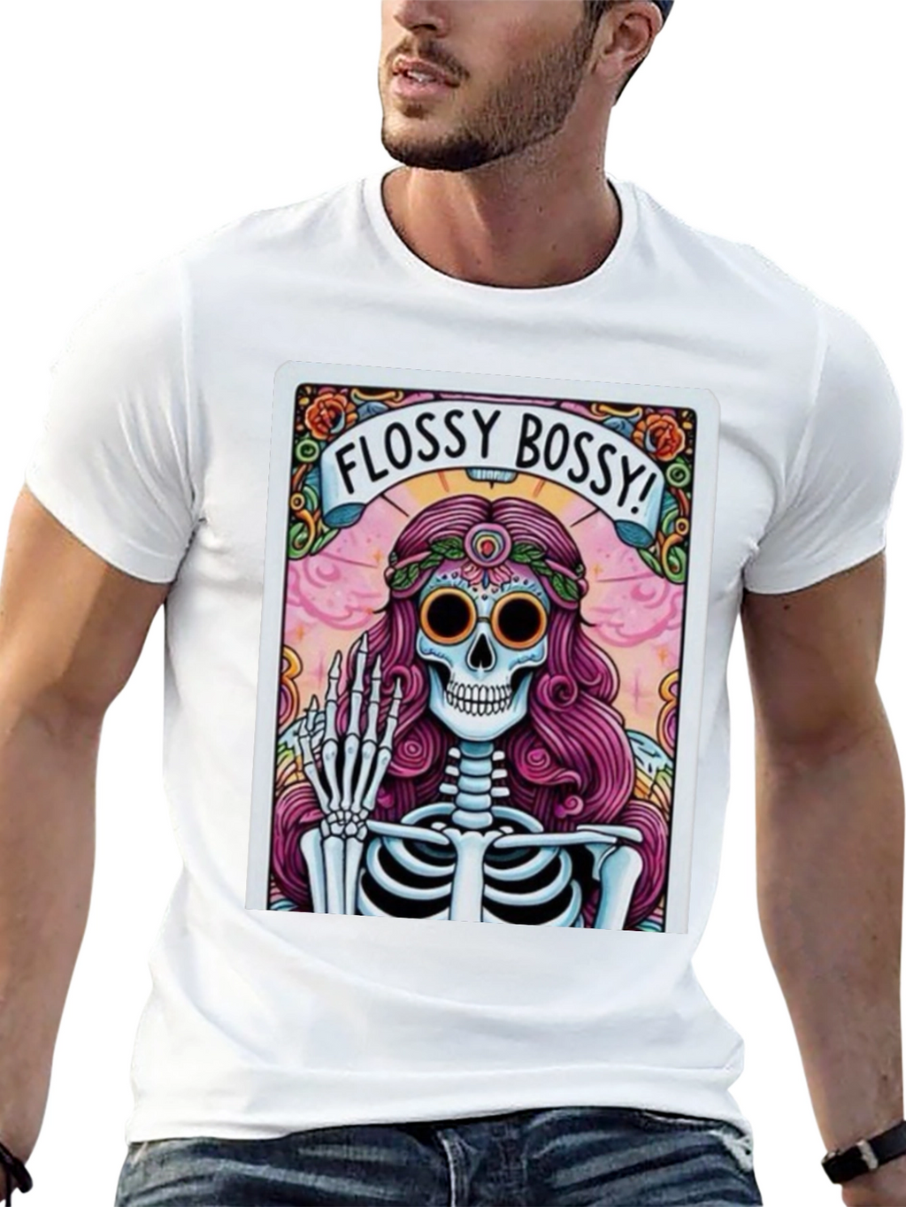 Flossy Bossy Skeleton Graphic T-Shirt
