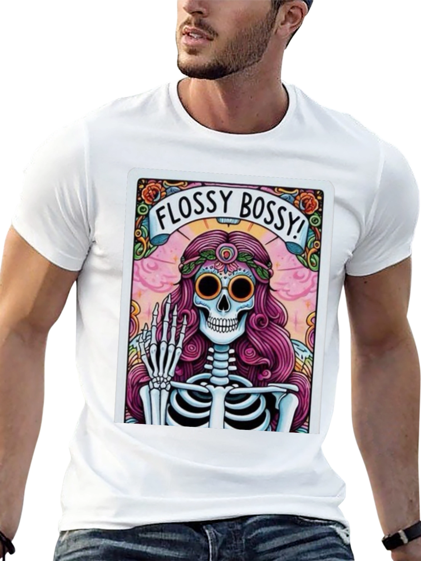 Flossy Bossy Skeleton Graphic T-Shirt