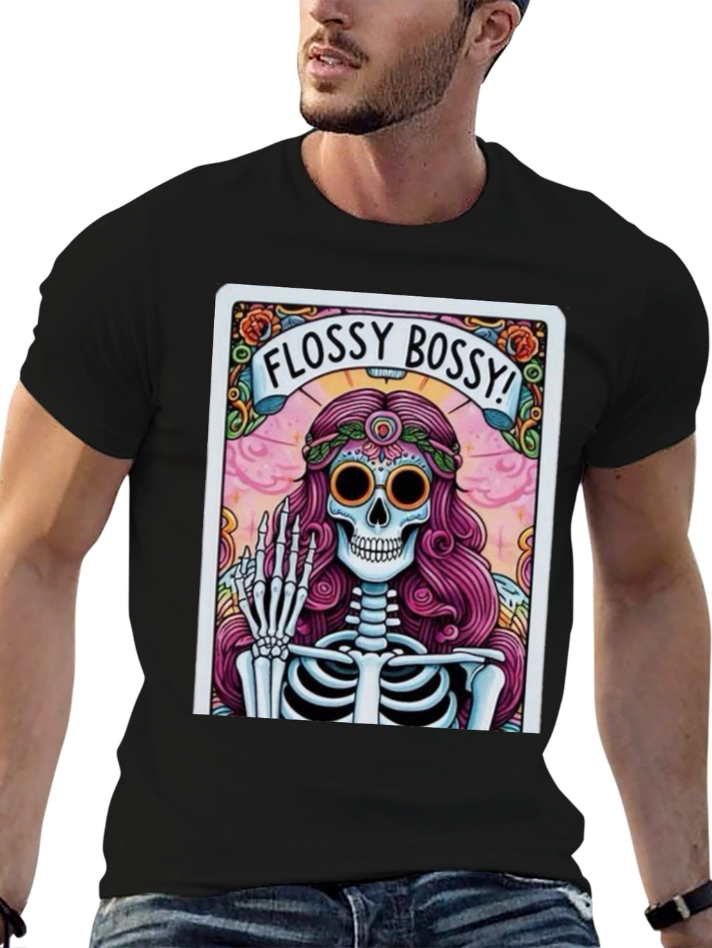 Flossy Bossy Skeleton Graphic T-Shirt